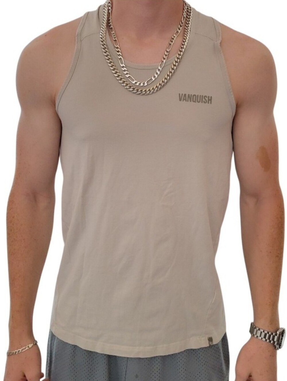 Vanquish Fitness Taupe Tank Top